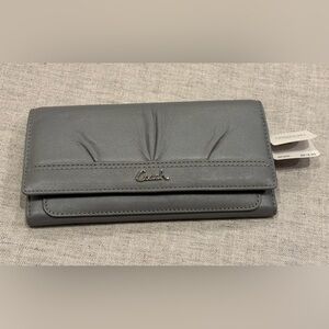 Coach Vintage Soho Pleated Leather Slim Envelope Wallet Grey F44624 Trifold